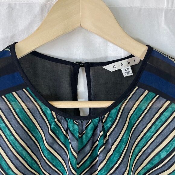 Cabi Buchanan Leopard Print Striped Top Style 565 Sz XS - Picture 5 of 6